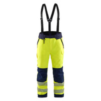 BLAKLADER 1875 High Vis Bib Overall Hi-Vis Yellow / Navy Blue (Men) in Waterproof Laminated Polyester Oxford with Holster Pockets and Kneepad Pockets