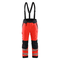 BLAKLADER 1875 High Vis Bib Overall Hi-Vis Red / Black (Men) in Waterproof Laminated Polyester Oxford with Holster Pockets and Kneepad Pockets