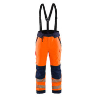 BLAKLADER 1875 High Vis Bib Overall Orange / Navy blue (Men) in Waterproof Laminated Polyester Oxford with Holster Pockets and Kneepad Pockets