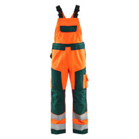 BLAKLADER 2660 High Vis Regular Fit Bib Overall Orange / Green (Men) in Water-Repellent PolyCotton Twill 240 gsm with Holster Pockets and Kneepad Pockets