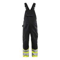 BLAKLADER 2662 High Vis Regular Fit Bib Overall Black / Hi-Vis Yellow (Men) in Lightweight PolyCotton Twill 240 gsm with Holster Pockets and Kneepad Pockets