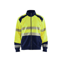 BLAKLADER 3558 High Vis Sweater Hi-Vis Yellow / Navy Blue (Men) in Polyester Jersey