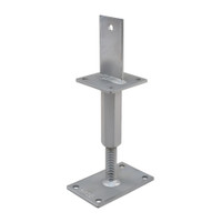 PITZL R / L Post Base M24 Height Adjustable 227mm High Right / Left Thread; Square Upper Plate 100x100x6mm – product display image; Steel, Application Timber Construction, Range PTP easy