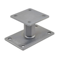 PITZL R / L Post Base M24 Height Adjustable 82mm High Right / Left Thread; Rectangular Upper Plate – product display image; Steel, Application Timber Construction, Range PTP easy