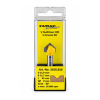 FAMAG 3105 V-Groove 15.9 x 12.7 8mm Router Bit - Display