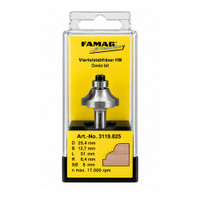 FAMAG 3119 Router Bit 25.4mm x 12.7mm 8 Shank R6.4mmmm Beading Ball Bearing