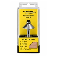 FAMAG 3118 Bevel / Chamfer 31.8 x 12.7 8mm Router Bit - display