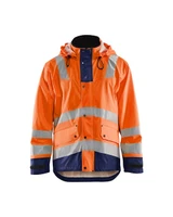 BLAKLADER Polyester Waterproof High Vis Orange  Rain Jacket  for Rail Industry that have Reflective Tape  available in Australia and New Zealand