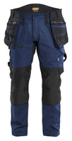 BLAKLADER Trousers | 1970 Craftsman Dark Navy Blue Trousers with Holster Pockets and Kneepad Pockets in Cordura with Stretch