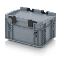 AUER Euro Container with Hinged Lid Silver Grey Hinged Lid — ED 21512 HG