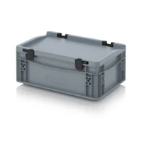 AUER Euro Container with Hinged Lid Silver Grey Hinged Lid — ED 32/12 HG