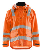 BLAKLADER Rain Jacket | 4327 High Vis Orange Craftsman Rain Jacket with Reflective Tape LEVEL 3 Waterproof