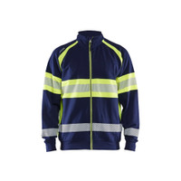 BLAKLADER 3551 High Vis Sweater Navy Blue / Hi-Vis Yellow (Men) in Cotton French Terry