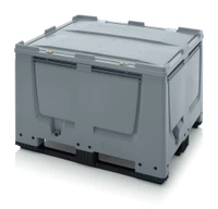 The AUER BBG 1210K SASC Lockable Pallet Container is designed for secure storage and transport, featuring a robust construction in silver grey.