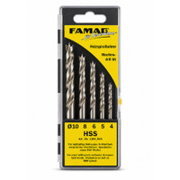 FAMAG 1591 Brad Point Drill Bit Set 4, 5, 6, 8, 10 mm