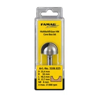 FAMAG 3106 Router Bit 1" x 16mm 8 Shank R12.7mmmm Cove
