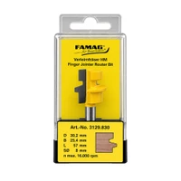 FAMAG 3129 Router Bit 30.2mm x 25.4mm 8 Shank Finger Jointing Ball Bearing