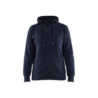 BLAKLADER 3395 Craftsman Hoodie Dark Navy Blue (Women) in Cotton French Terry 320 gsm – product display image; Holster Pockets false, Features Soft, brushed inner; Kangaroo pocket