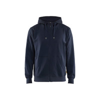 BLAKLADER 3366 Craftsman Hoodie Dark Navy Blue (Men) in Cotton French Terry 320 gsm – product display image; Holster Pockets false, Features 100% cotton; Kangaroo pocket