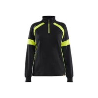 BLAKLADER 3566 High Vis Sweater Black / Hi-Vis Yellow (Women) in Cotton French Terry 320 gsm