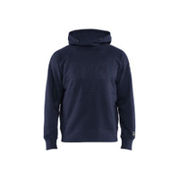 BLAKLADER 3478 Flame Resistant Hoodie Navy Blue (Men) in Inherent Flame-Resistant Fleece – product display image; Features Inherent flame resistant; Antistatic quality; Soft, brushed inner; Kangaroo pocket