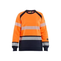 BLAKLADER 3454 Multinorm Sweater Orange / Navy blue (Women) in Cotton