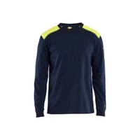 BLAKLADER 3483 Flame Resistant T-Shirt Navy Blue / Hi-Vis Yellow (Men) in Inherent Flame-Resistant Jersey