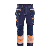 BLAKLADER 1794 High Vis Trouser Navy blue / Orange (Men) in Heavyweight Cotton Twill 370 gsm with Holster Pockets and Kneepad Pockets – product display image; Application Craftsman, Holster Pockets true