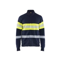 BLAKLADER 3462 Multinorm Sweater Navy Blue / Hi-Vis Yellow (Men) in Inherent Flame-Resistant Fleece
