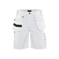 BLAKLADER 1536 Painter Short White in Cotton Twill 320 gsm with Holster Pockets – product display image; Holster Pockets true, Kneepad Pockets false