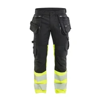 BLAKLADER 1130 High Vis Trouser Black / Hi-Vis Yellow in 2-Way Stretch CORDURA Cotton Twill with Holster Pockets and Kneepad Pockets – product display image; Holster Pockets true, Stretch false