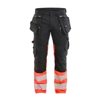 BLAKLADER 1130 High Vis Trouser Black / Hi-Vis Red in 2-Way Stretch CORDURA Cotton Twill with Holster Pockets and Kneepad Pockets – product display image; Holster Pockets true, Stretch false