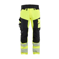 BLAKLADER 1124 High Vis Trouser Hi-Vis Yellow / Black (Men) in Polyester with Holster Pockets and Kneepad Pockets