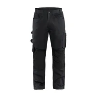 BLAKLADER 1556 Craftsman Trouser Black (Men) in Lightweight Cotton Canvas 270 gsm with Kneepad Pockets – product display image; Holster Pockets false, Kneepad Pockets true