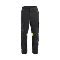 BLAKLADER 1417 Regular Fit Trouser Black / Hi-Vis Yellow (Men) in Inherent Flame-Resistant Ripstop with Kneepad Pockets