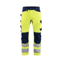 BLAKLADER 1703 High Vis Trouser Hi-Vis Yellow / Navy Blue in Cotton with Kneepad Pockets – product display image; Holster Pockets false, Kneepad Pockets true
