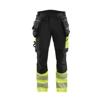 BLAKLADER 1125 High Vis Relaxed Fit Trouser Black / Hi-Vis Yellow (Men) in Polyester with Holster Pockets and Kneepad Pockets