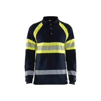 BLAKLADER 3438 Flame Resistant Polo Shirt Navy Blue / Hi-Vis Yellow (Men) in Cotton