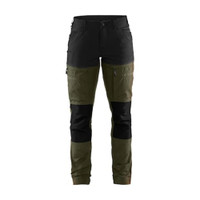 BLAKLADER 7166 High Vis Slim Fit Trouser Forest Night / Black (Women) in Lightweight PolyCotton Plain Weave with Kneepad Pockets – product display image; Application Service, Holster Pockets false, Kneepad Pockets true, Features Stretch panels; Body…