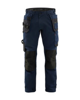 Stay protected all day in the BLAKLADER Trousers 1750, crafted from Cotton with Stretch and equipped with Holster Pockets and Kneepad Pockets in a sleek Navy Blue finish.