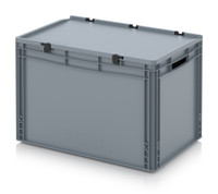 AUER Storage | EURO CONTAINERS with Hinge Lid in Plastic for Stackable Storage 600 x 400 x 435mm