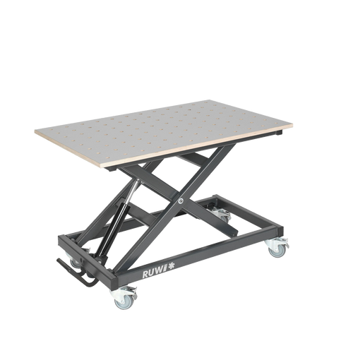 RUWI Lifting Table | 300kg Rated HPL Perforated Top with Ø20mm Hole for Woodworking, Carpentry and Cabinetmaking