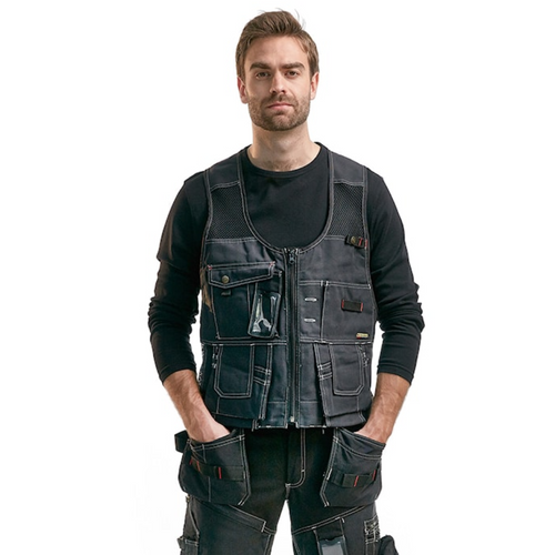 BLAKLADER Tool Vest 3100 with Holster Pockets  for BLAKLADER Tool Vest | 3100 Black Craftsman  Tool Vest with Holster Pockets Durable Poly/Cotton Blend that have Configuration available in Carpentry