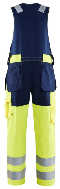 BLAKLADER Overalls | 2653 High Vis Yellow /Navy Blue Overalls Sleeveless with Holster Pockets in Durable Poly/Cotton Blend