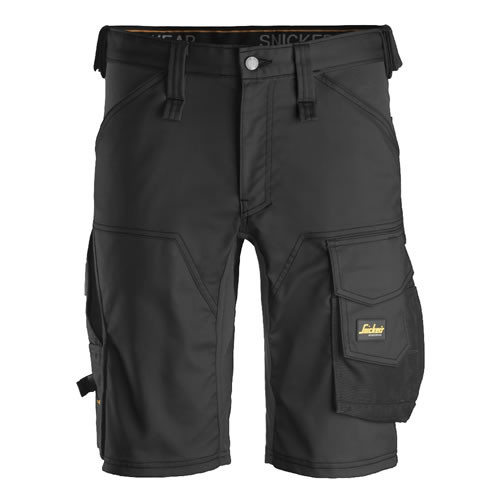 SNICKERS 6143 Mens Allround Work Black Shorts with Cotton with Stretch that have Configuration available in Carpentry