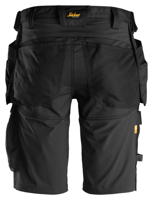 SNICKERS Shorts 6141 with Holster Pockets  for SNICKERS Shorts | 6141 Mens Allround Work Black Shorts with Holster Pockets Cotton with Stretch that have Configuration available in Carpentry