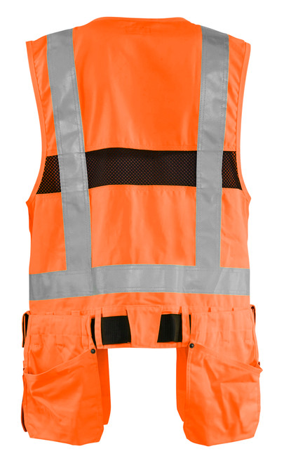 BLAKLADER Durable Poly/Cotton Blend High Vis Orange Tool Vest for Woodworkers that have Holster Pockets  available in Australia and New Zealand
