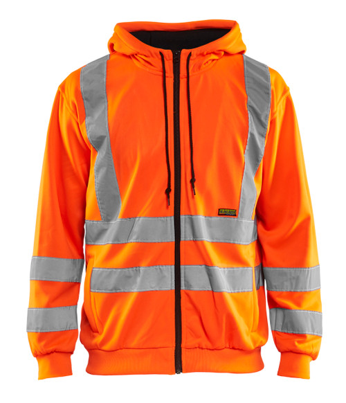 BLAKLADER Polyester High Vis Orange  Hoodie  for Electricians that have Full Zip Reflective Tape  available in Australia and New Zealand