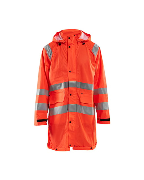 Blaklader Workwear 4324 High Vis Orange / Navy Blue Long Rain Jacket Level  1 - VIC Rail Compliant