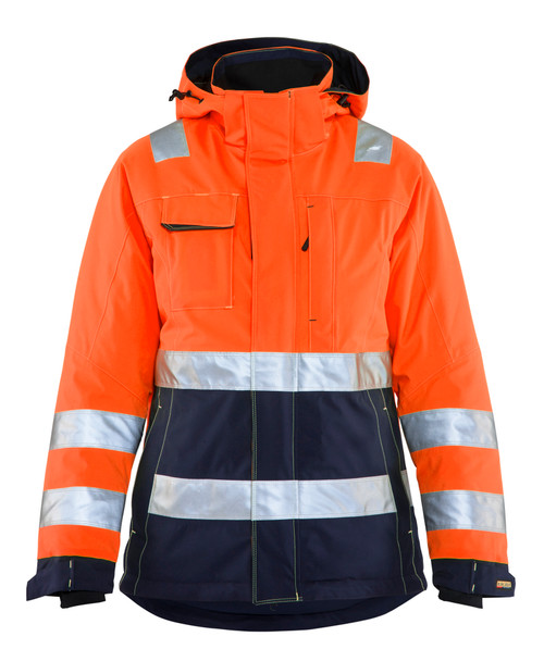BLAKLADER Jacket  | Womens 4872 Hi Vis Orange / Navy Blue Womens Winter Jacket with Insulation